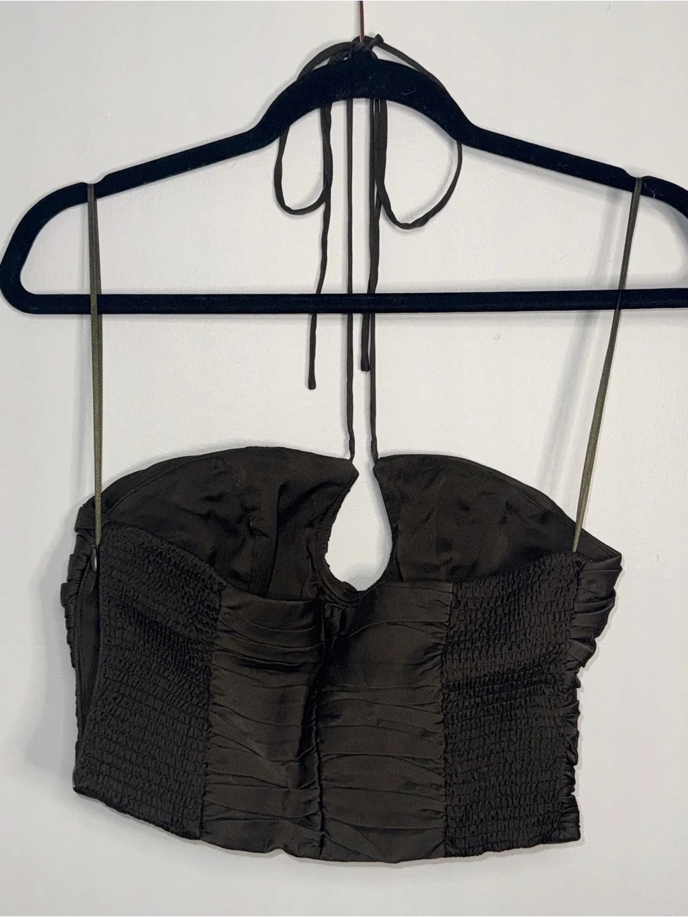 Zara Olive Green Satin Halter Crop Top size S - Picture 6 of 7